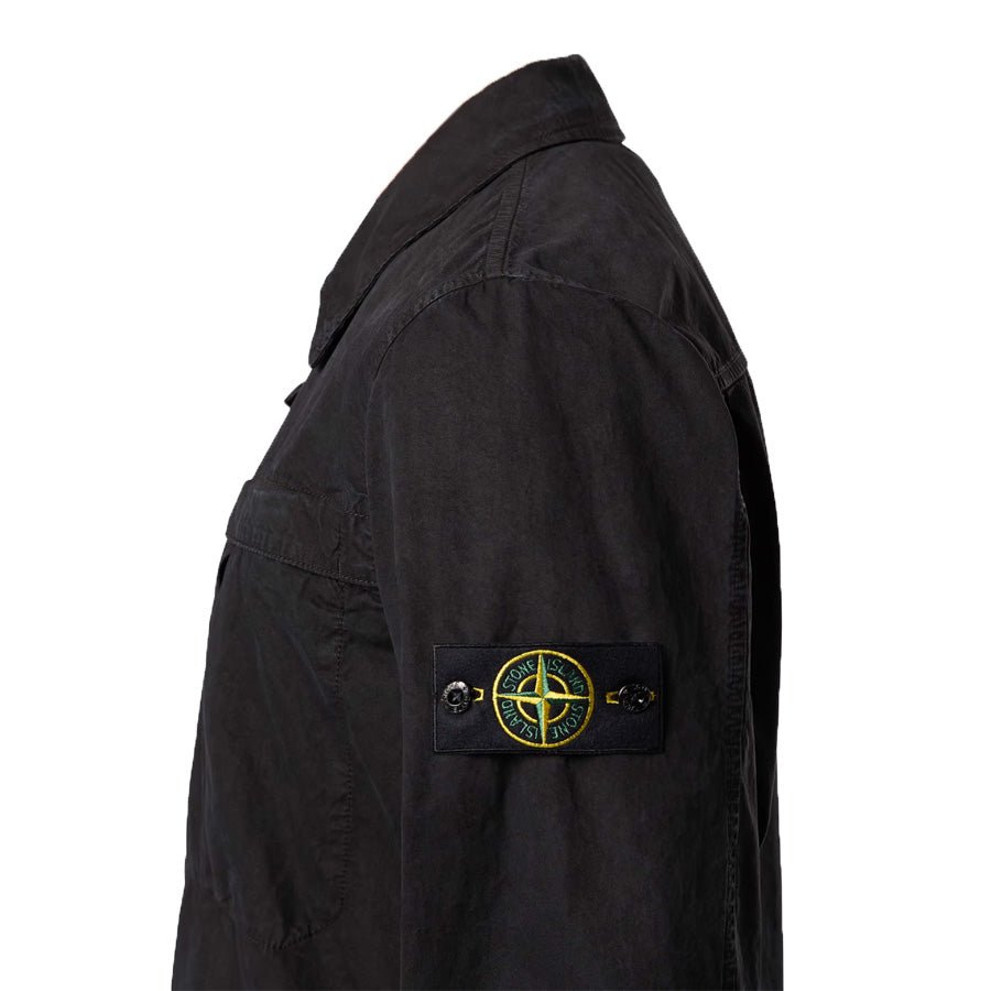 Stone Island Brushed Cotton 'Old' Effect Overshirt in Lead Grey