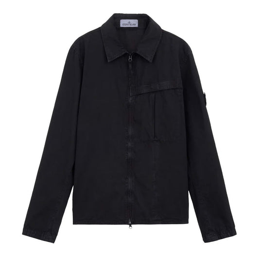 Stone Island Brushed Cotton 'Old' Effect Overshirt in Lead Grey