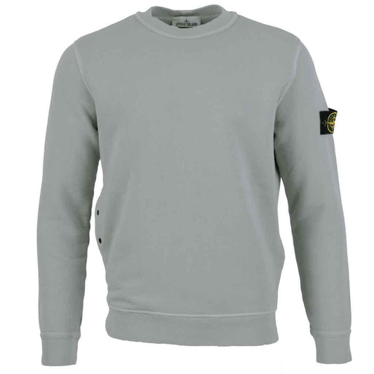 Stone Island Cotton Diagonal Raised Fleece "Old" Effect Crewneck Sweatshirt in Grey Green