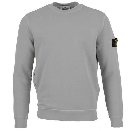 Stone Island Cotton Diagonal Raised Fleece "Old" Effect Crewneck Sweatshirt in Grey