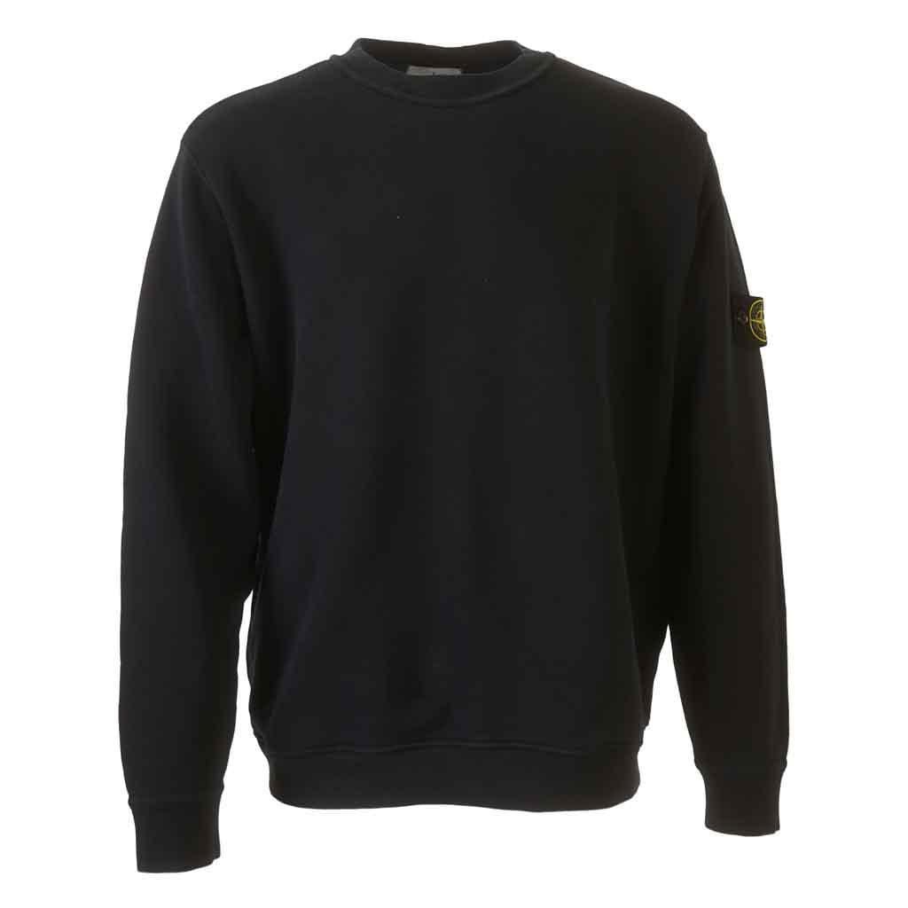 Stone Island Cotton Diagonal Raised Fleece "Old" Effect Crewneck Sweatshirt in Navy