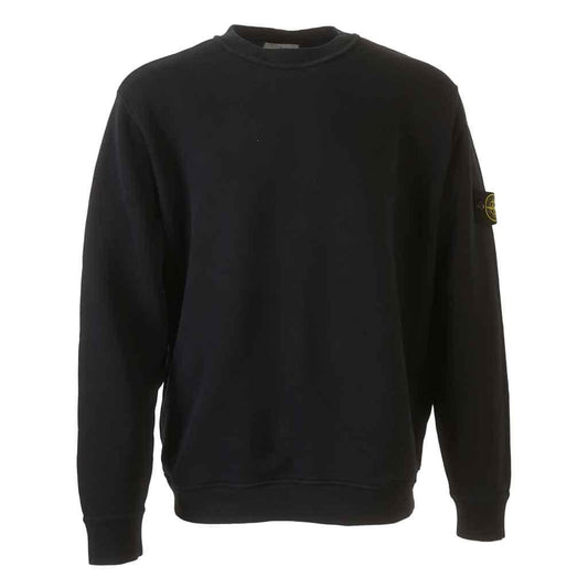 Stone Island Cotton Diagonal Raised Fleece "Old" Effect Crewneck Sweatshirt in Navy