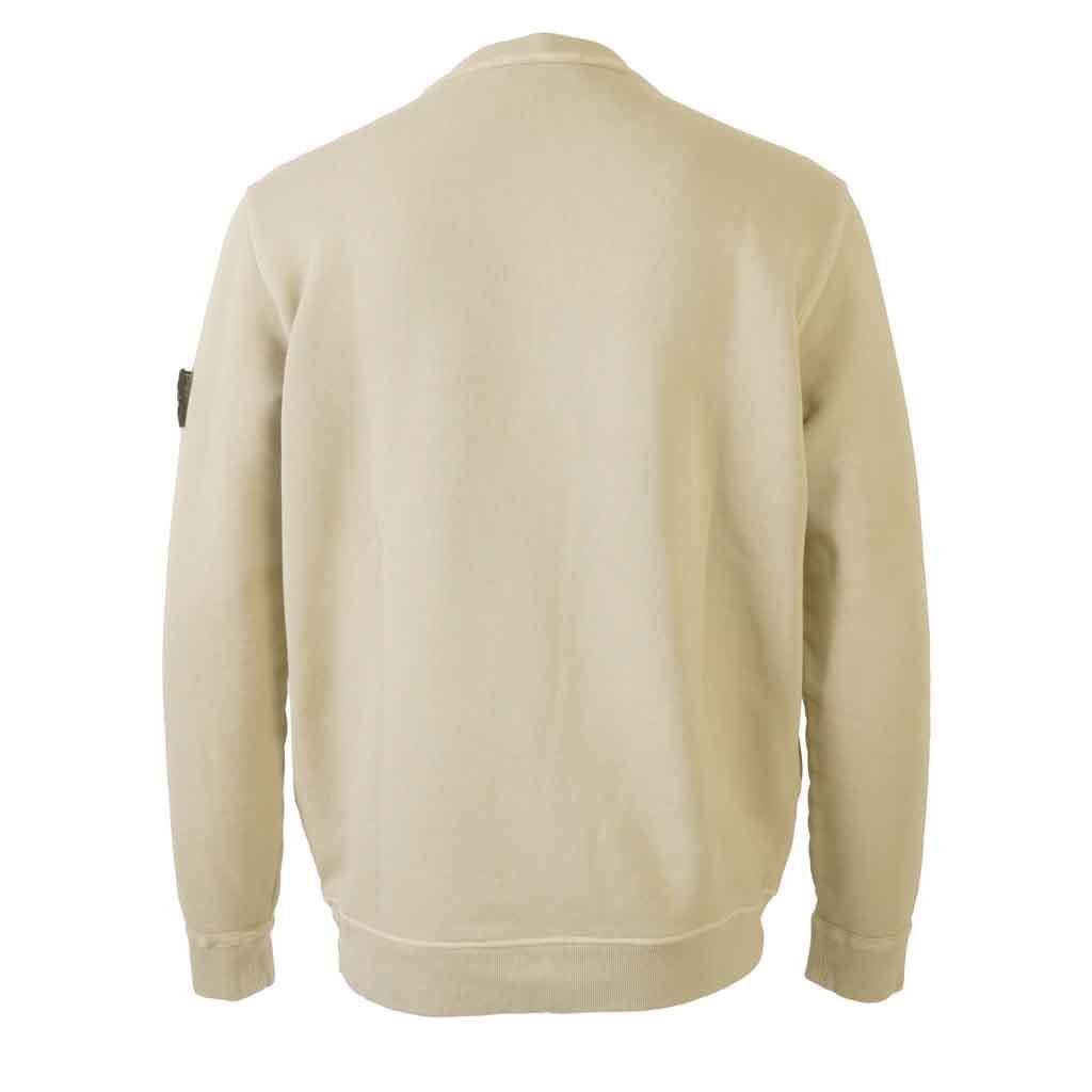Stone Island Cotton Diagonal Raised Fleece "Old" Effect Crewneck Sweatshirt in Sand