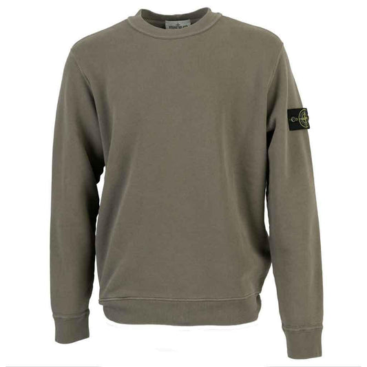 Stone Island Cotton Diagonal Raised Fleece "Old" Effect Crewneck Sweatshirt in Walnut