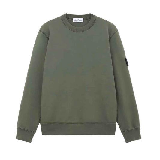 Stone Island Cotton Fleece Crewneck Sweatshirt in Musk Green