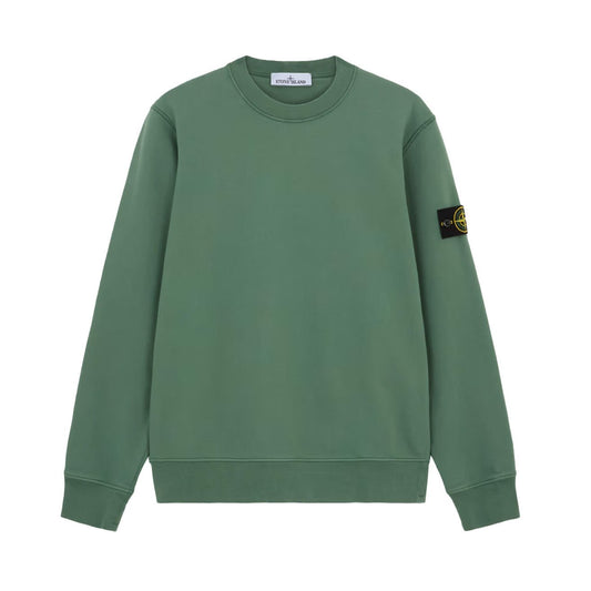 Stone Island Cotton Fleece Crewneck Sweatshirt in Sage Green