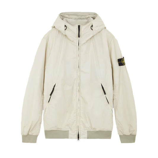 Stone Island Crinkle Reps R-NY Hooded Blouson With Primaloft in Off White