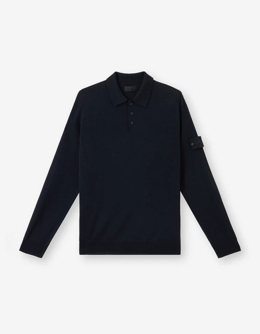 Stone Island Ghost Blue Wool LS Polo Shirt