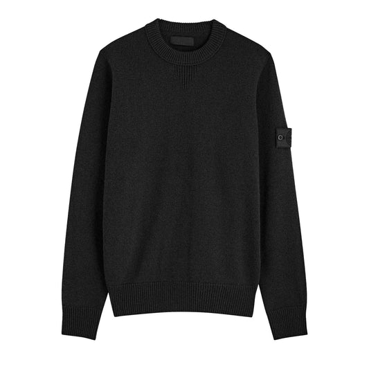 Stone Island Ghost Wool Loose Fit Crewneck Sweater in Black