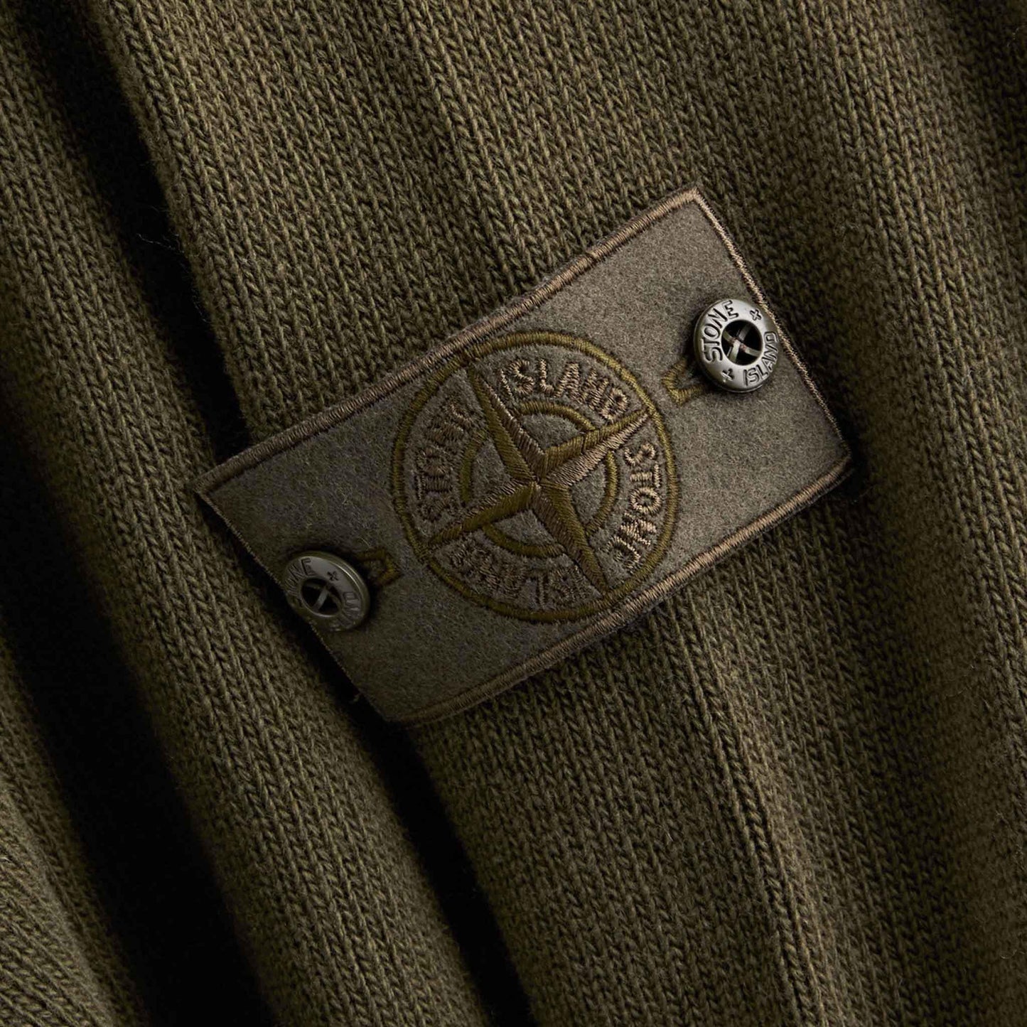 Stone Island Ghost Wool Loose Fit Crewneck Sweater in Military Green