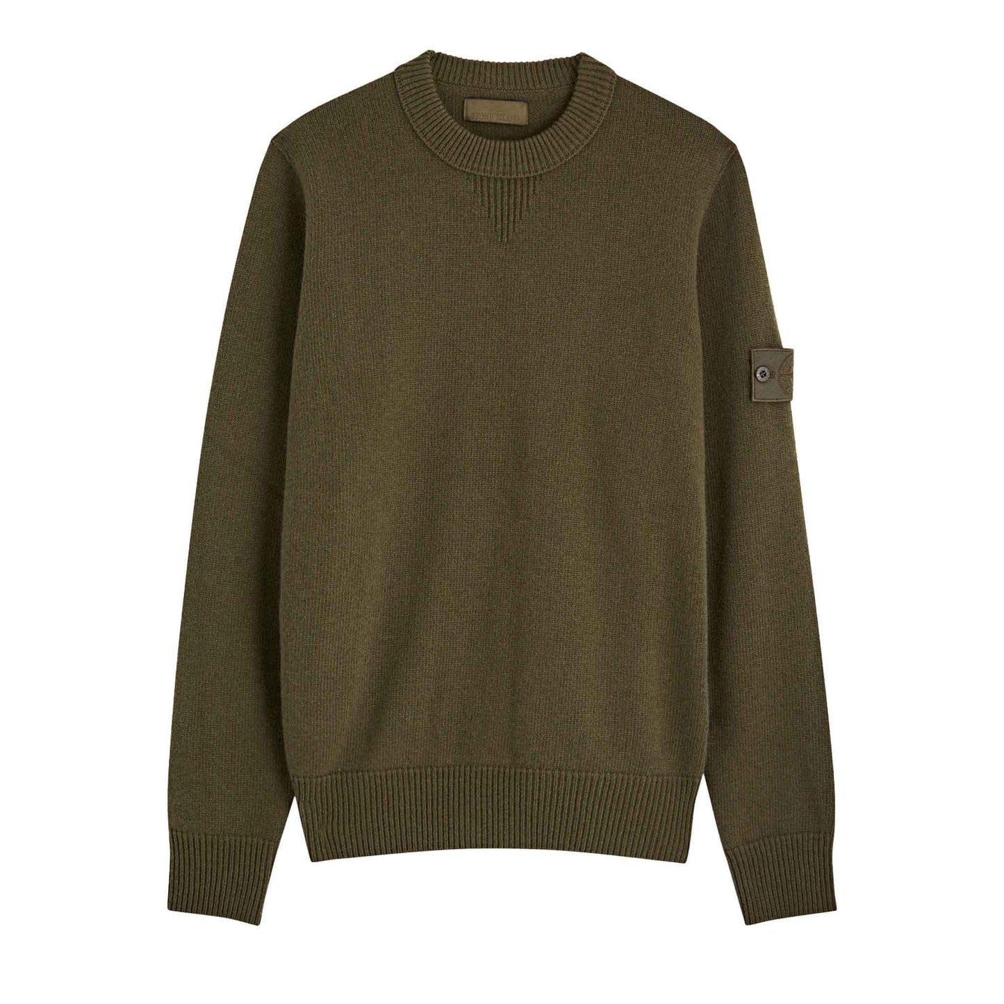 Stone Island Ghost Wool Loose Fit Crewneck Sweater in Military Green