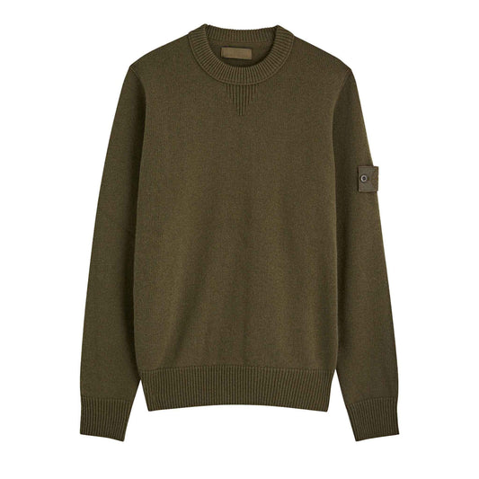 Stone Island Ghost Wool Loose Fit Crewneck Sweater in Military Green