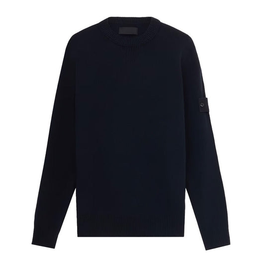 Stone Island Ghost Wool Loose Fit Crewneck Sweater in Navy Blue