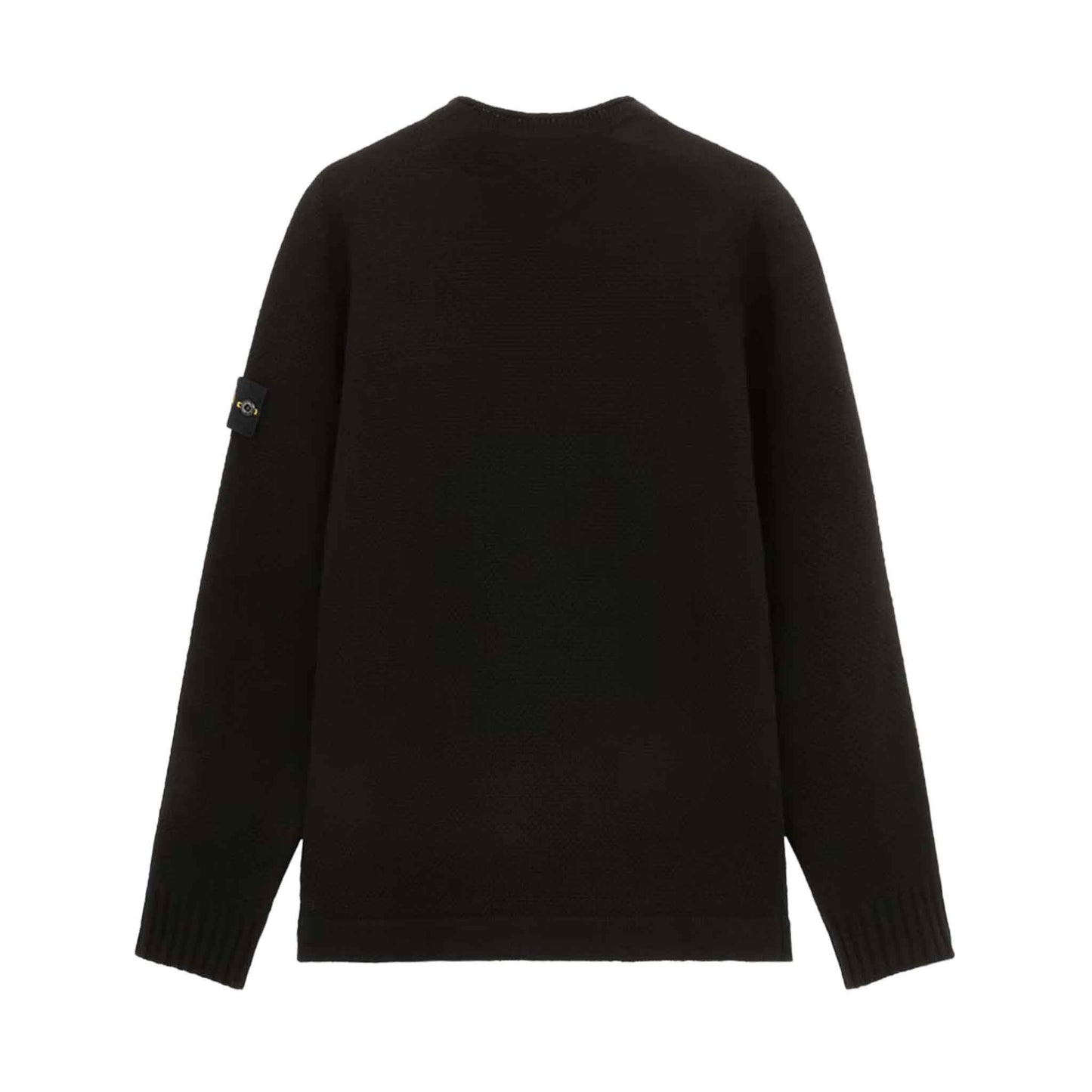 Stone Island Lambwool Ribbed Crewneck Sweater in Black