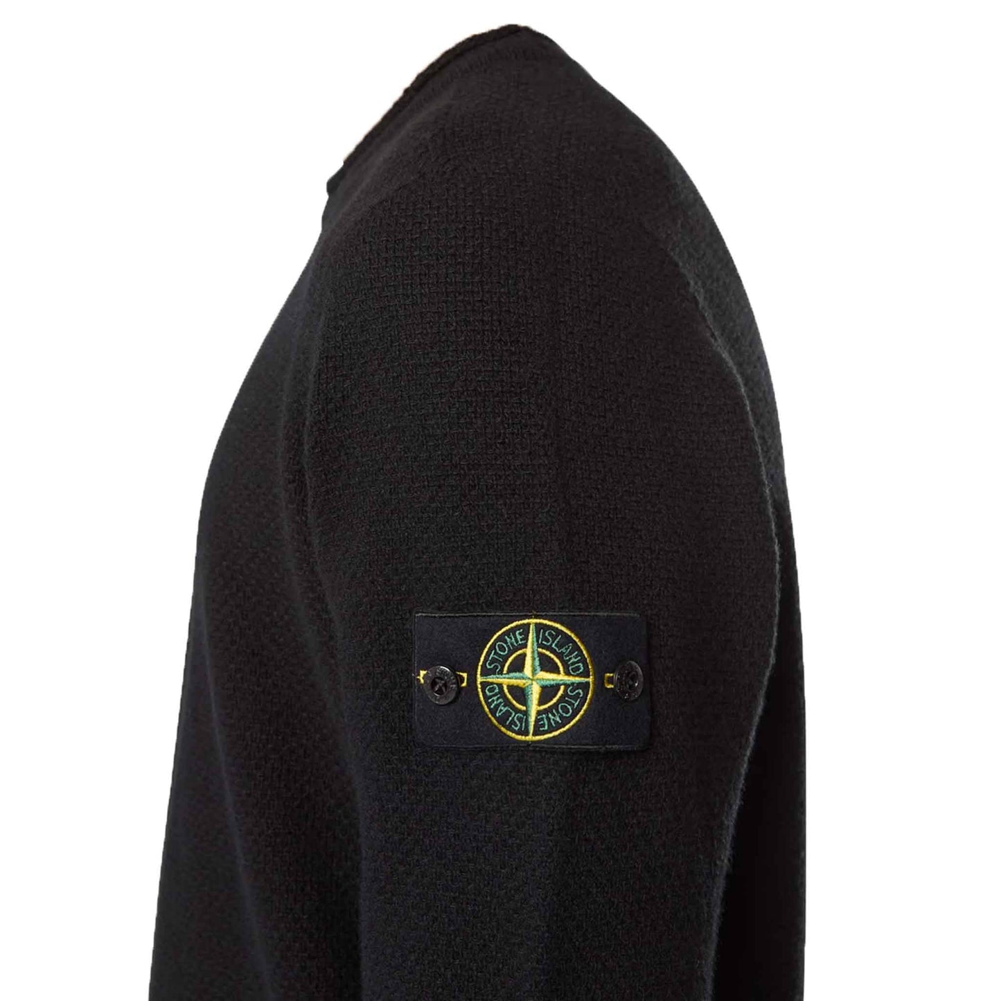 Stone Island Lambwool Ribbed Crewneck Sweater in Black
