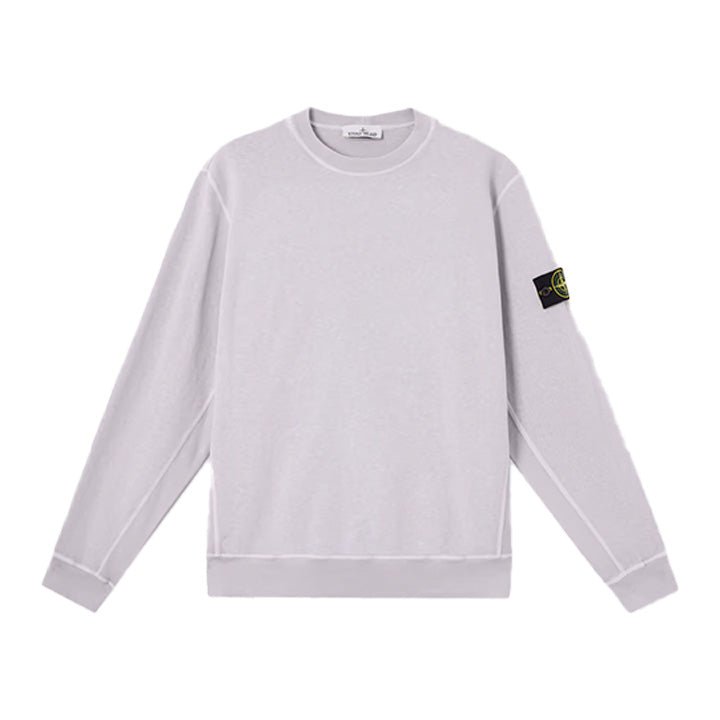 Stone Island Malfilé Fleece "Old" Effect Crewneck Sweatshirt in Lilac