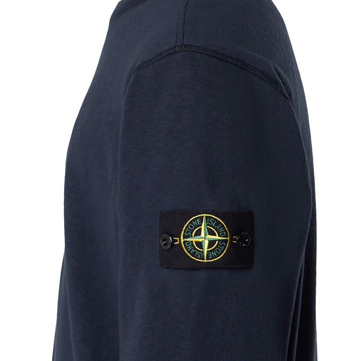 Stone Island Malfilé Fleece "Old" Effect Crewneck Sweatshirt in Navy