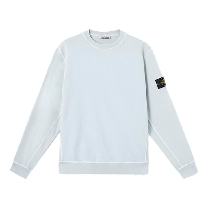Stone Island Malfilé Fleece "Old" Effect Crewneck Sweatshirt in Sky Blue