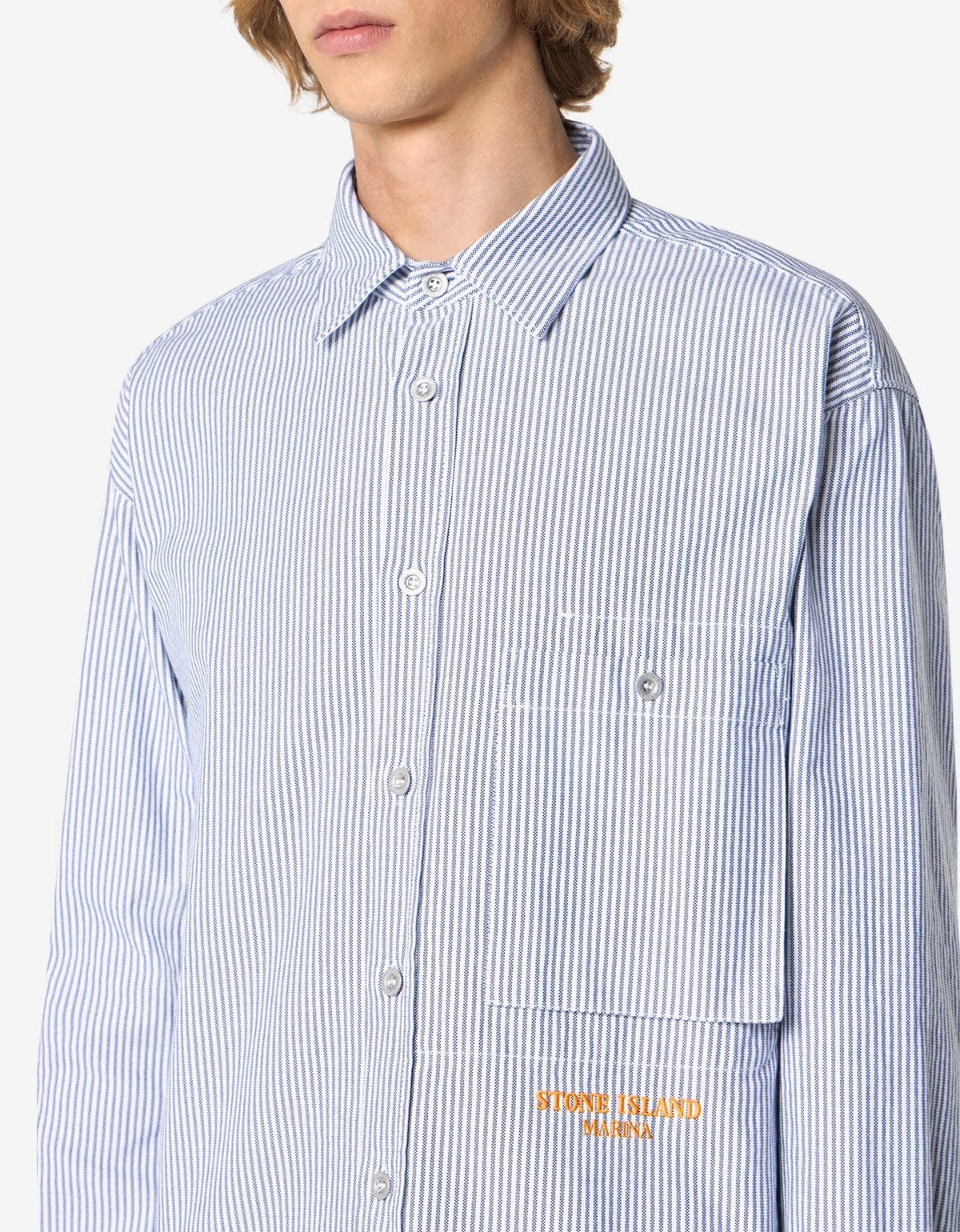 Stone Island Marina Blue Pinstripe Shirt