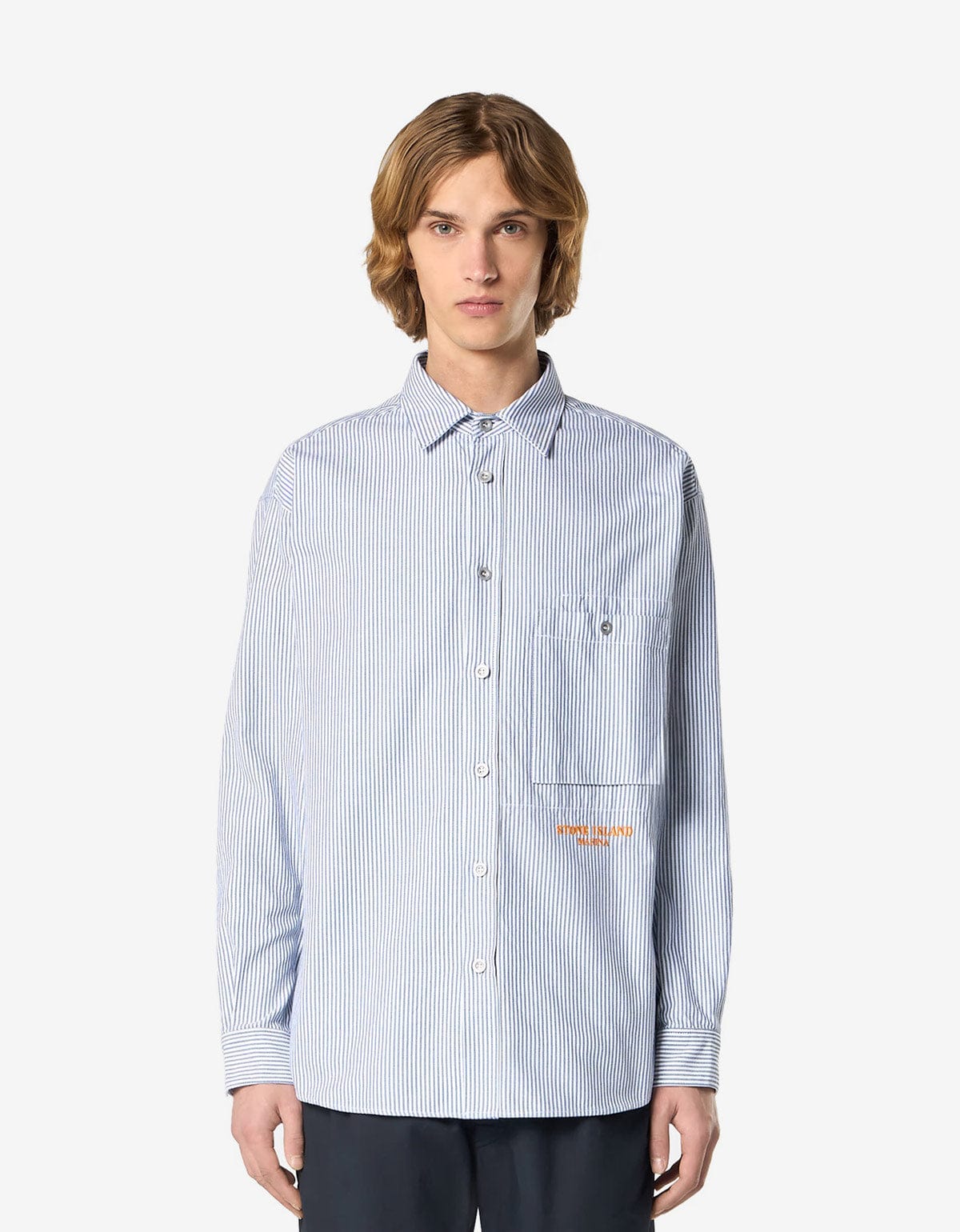 Stone Island Marina Blue Pinstripe Shirt