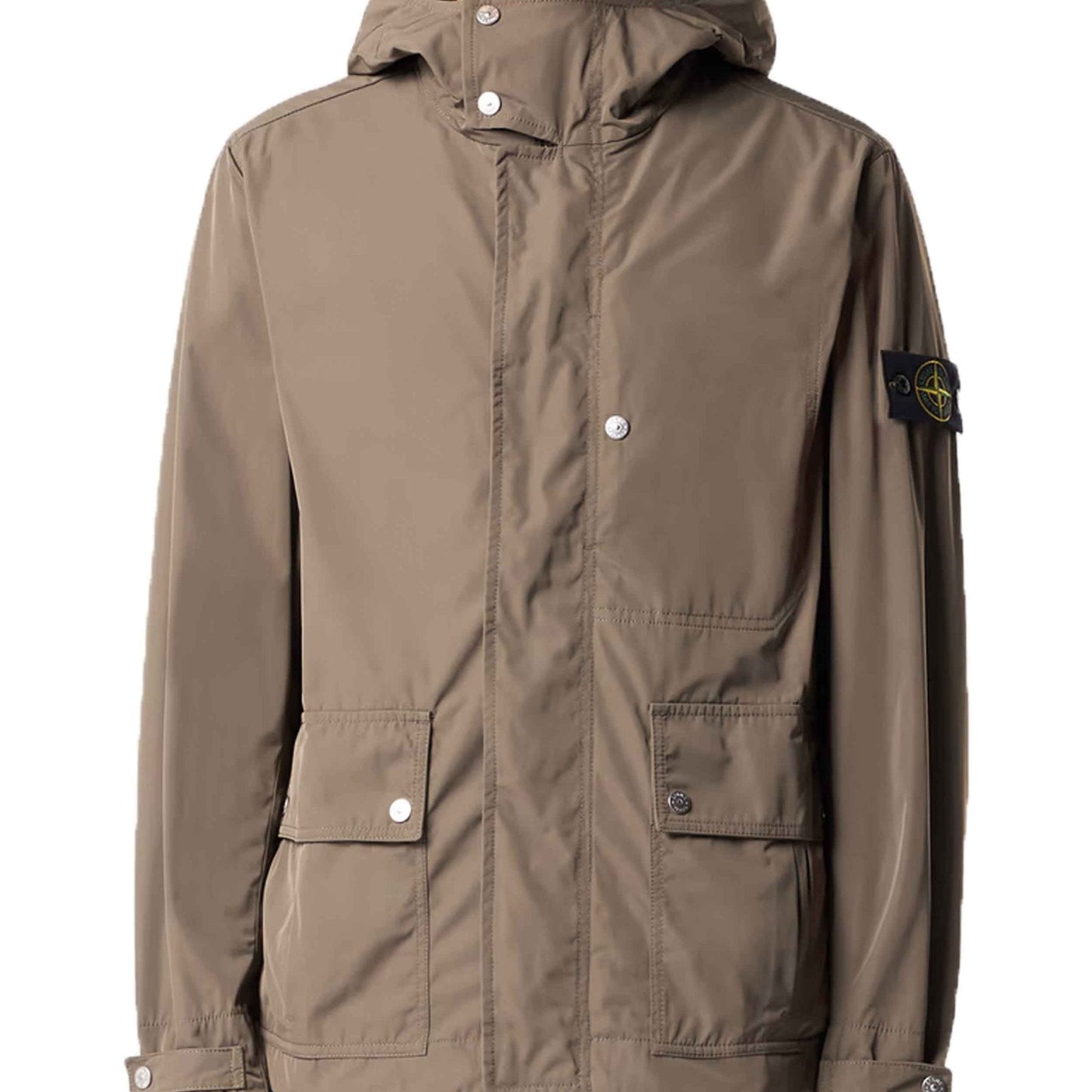 Stone Island Micro Twill Hooded Jacket in Military Green