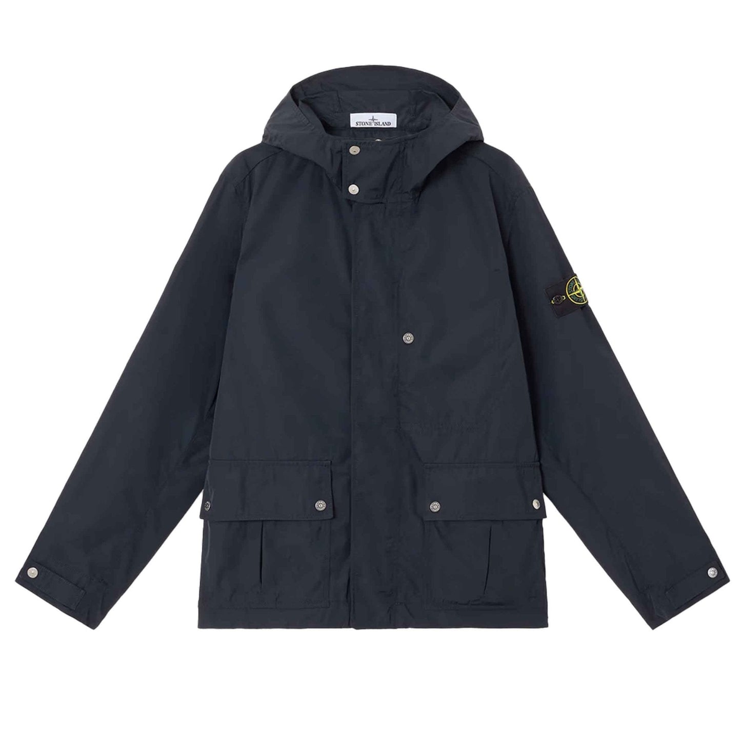Stone Island Micro Twill Hooded Jacket in Navy