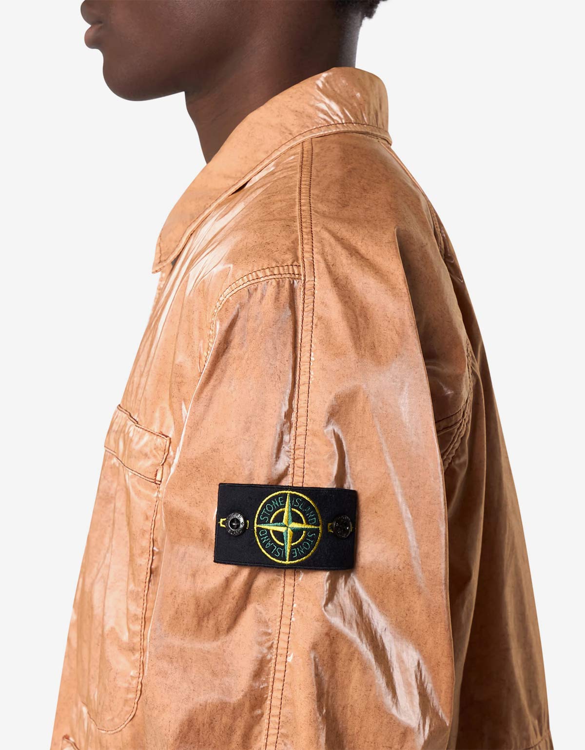 Stone Island Mussola Prismatica ‘Pietra’ Brown Coach Jacket