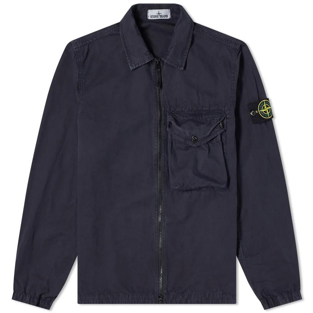 Stone Island Navy Zip Pocket Overshirt