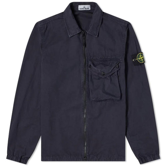 Stone Island Navy Zip Pocket Overshirt