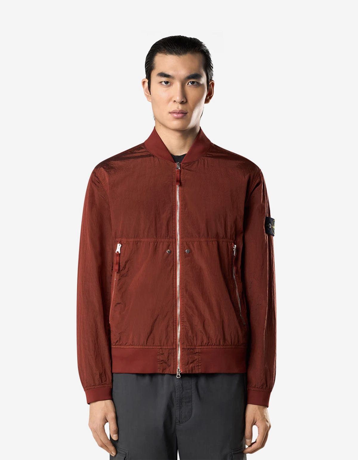 Stone Island Orange Nylon Metal Bomber Jacket