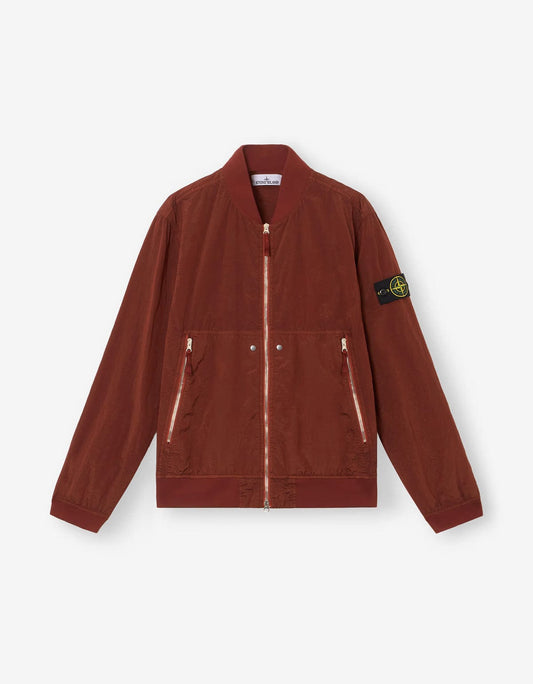 Stone Island Orange Nylon Metal Bomber Jacket