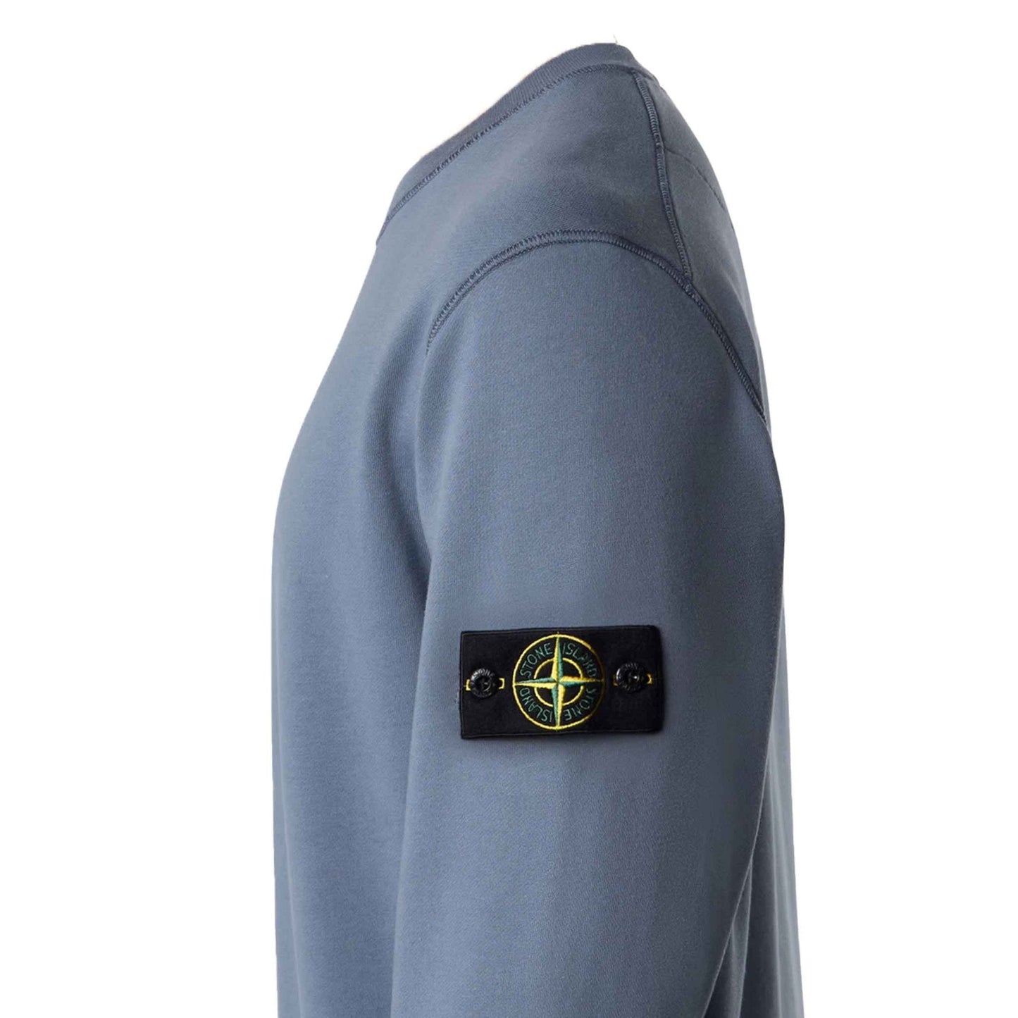 Stone Island Organic Cotton Fleece Crewneck Sweatshirt in Avio Blue