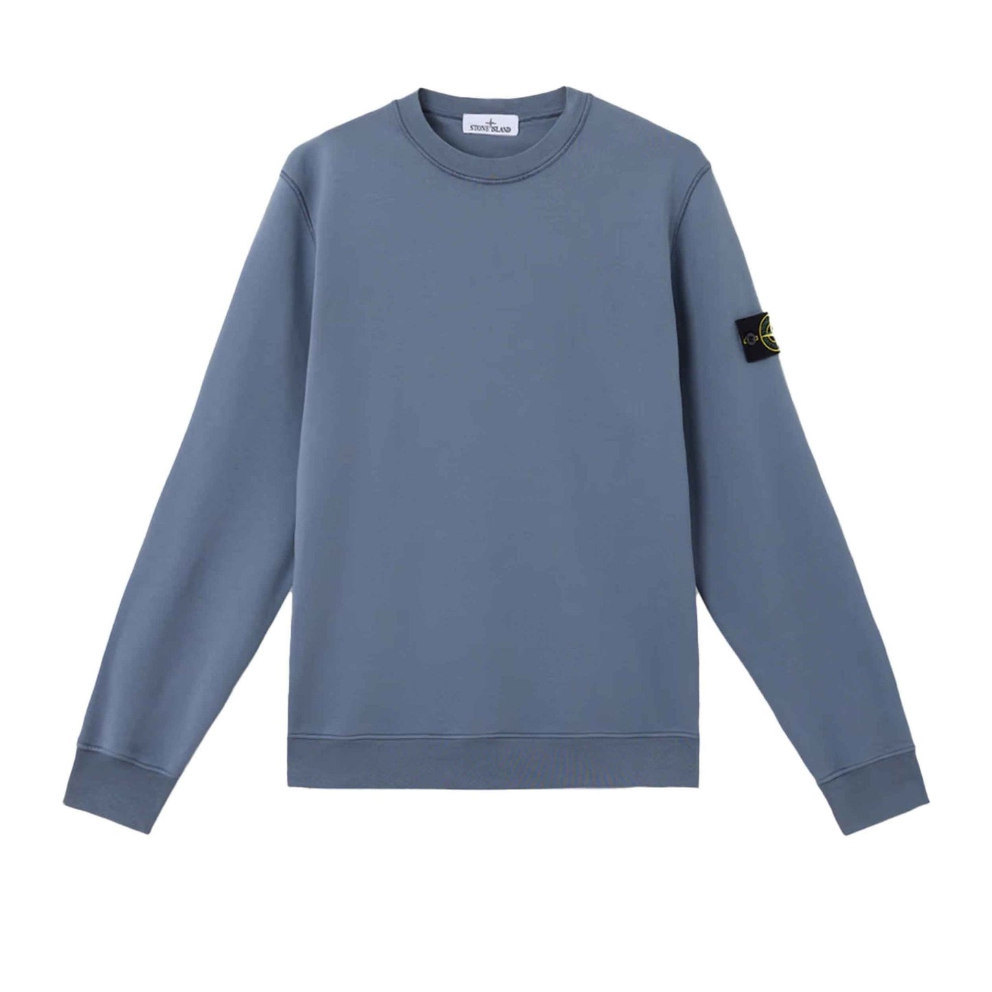 Stone Island Organic Cotton Fleece Crewneck Sweatshirt in Avio Blue