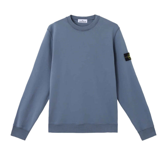 Stone Island Organic Cotton Fleece Crewneck Sweatshirt in Avio Blue