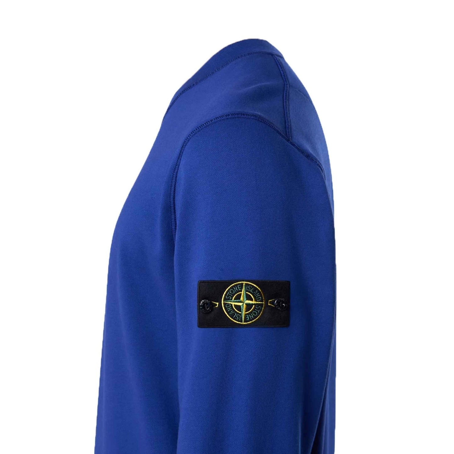 Stone Island Organic Cotton Fleece Crewneck Sweatshirt in Bright Blue