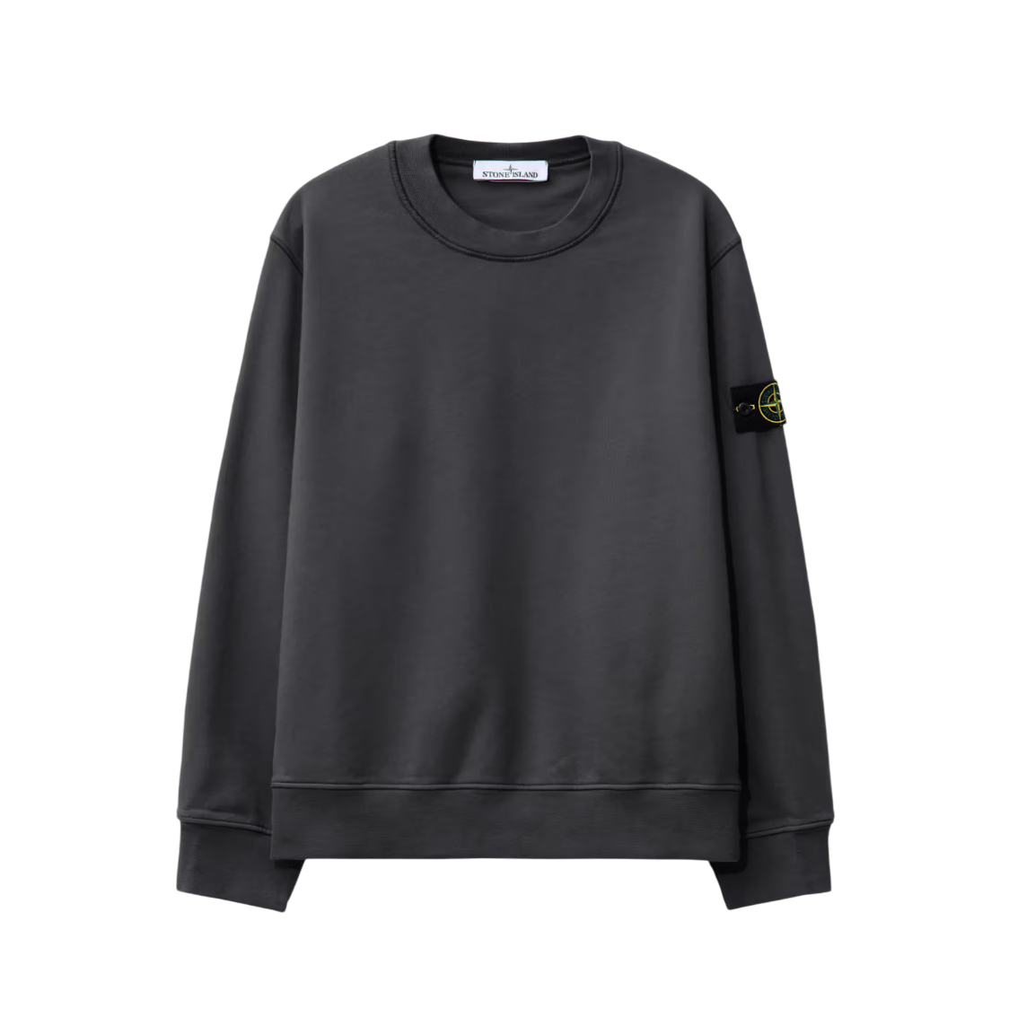 Stone Island Organic Cotton Fleece Crewneck Sweatshirt in Charcoal Grey