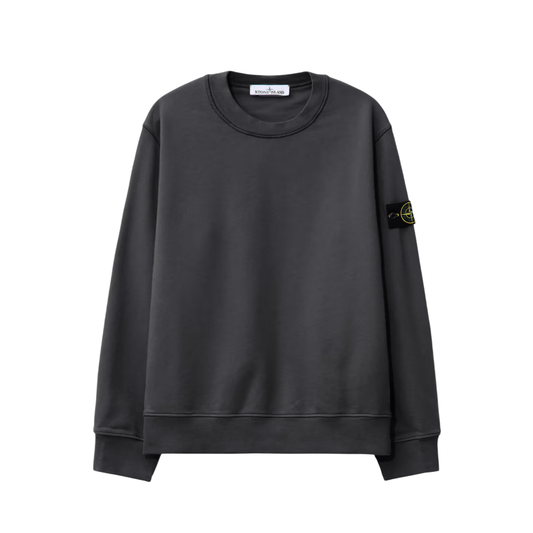 Stone Island Organic Cotton Fleece Crewneck Sweatshirt in Charcoal Grey