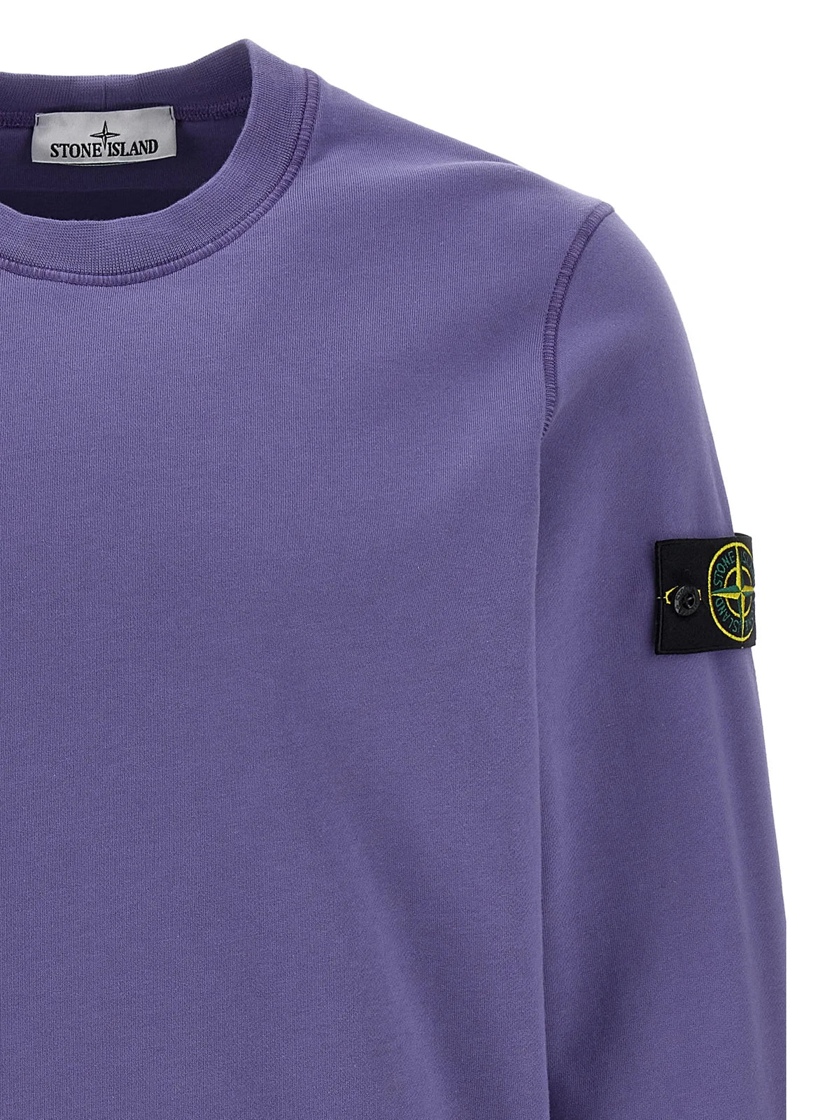 Stone Island Organic Cotton Fleece Crewneck Sweatshirt in Lavender