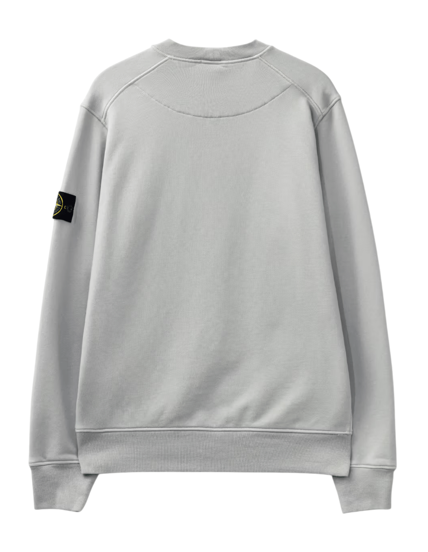 Stone Island Organic Cotton Fleece Crewneck Sweatshirt in Pearl Grey