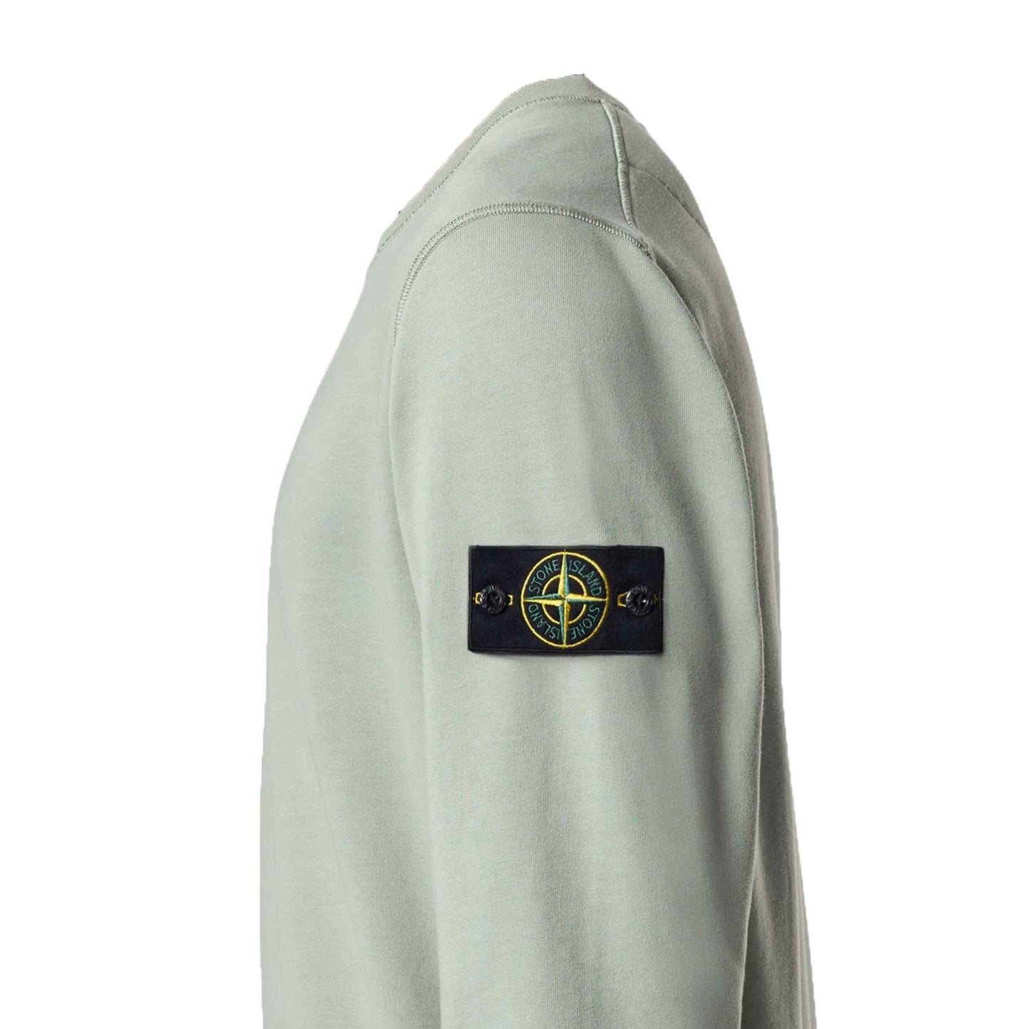 Stone Island Organic Cotton Fleece Crewneck Sweatshirt in Sage Green