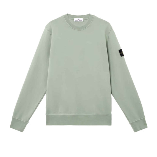 Stone Island Organic Cotton Fleece Crewneck Sweatshirt in Sage Green