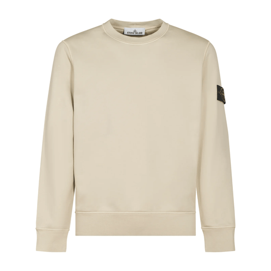 Stone Island Organic Cotton Fleece Crewneck Sweatshirt in Sand