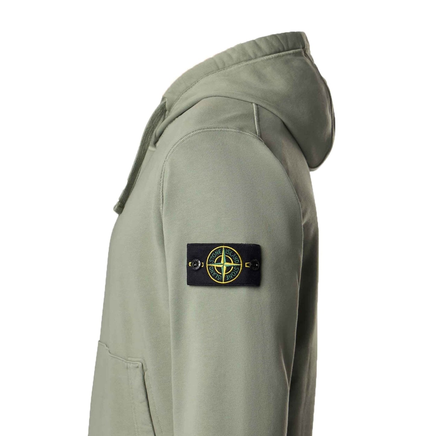 Stone Island Organic Cotton Fleece Hooded Sweatshirt in Sage Green