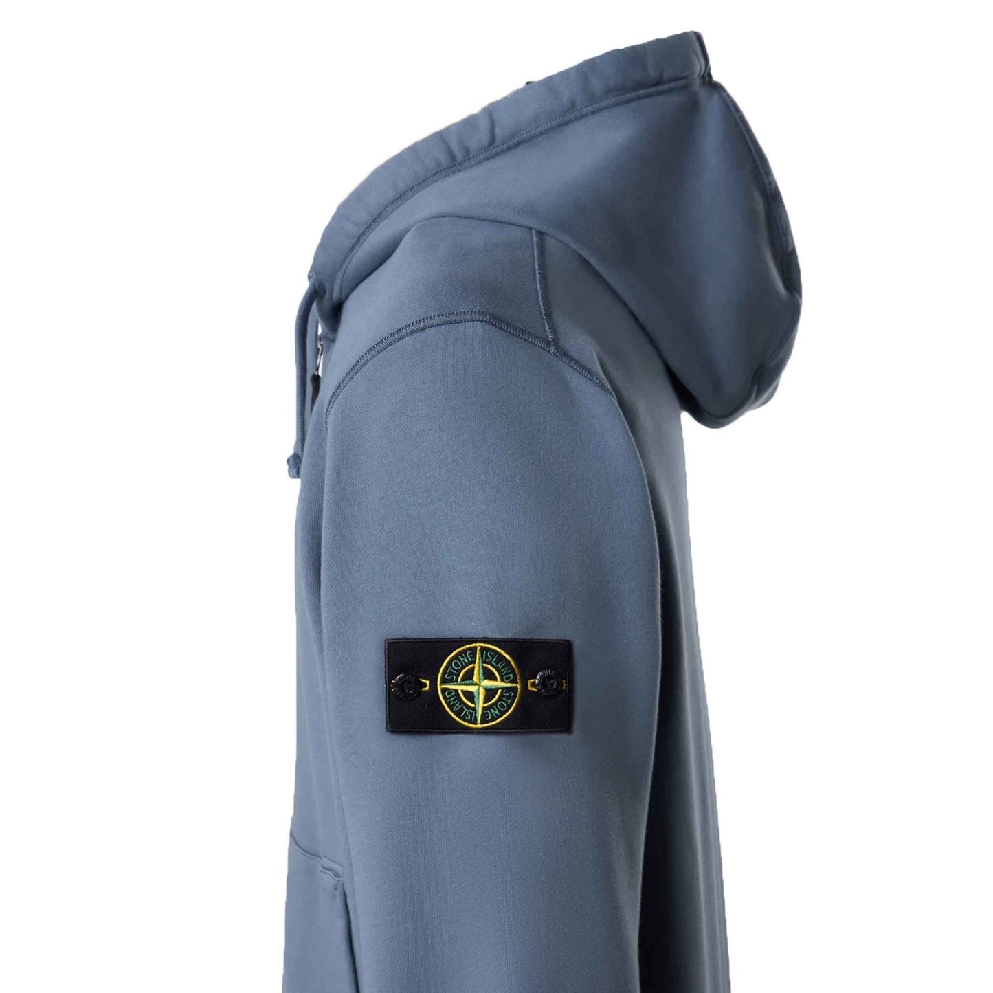 Stone Island Organic Cotton Fleece Zipped Hooded Sweatshirt in Avio Blue