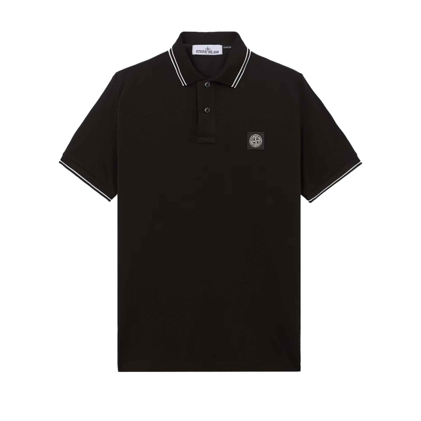 Stone Island Organic Cotton Pique Slim Polo Shirt in Black