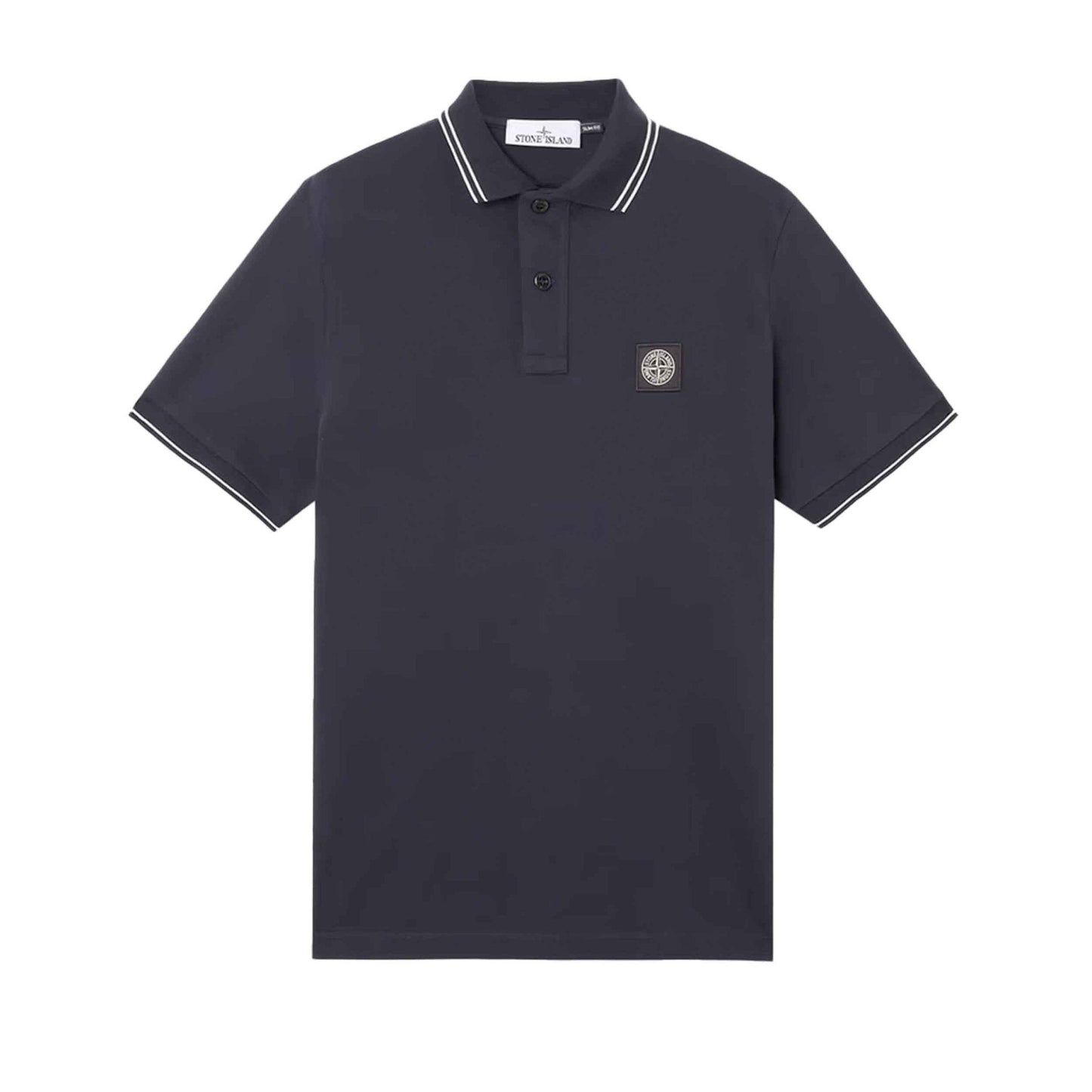 Stone Island Organic Cotton Pique Slim Polo Shirt in Navy