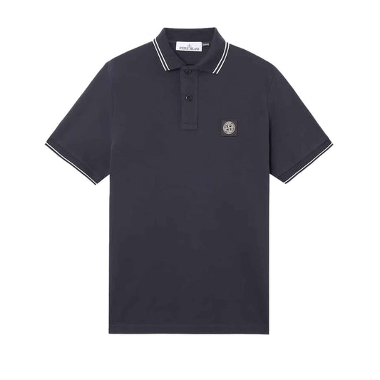 Stone Island Organic Cotton Pique Slim Polo Shirt in Navy