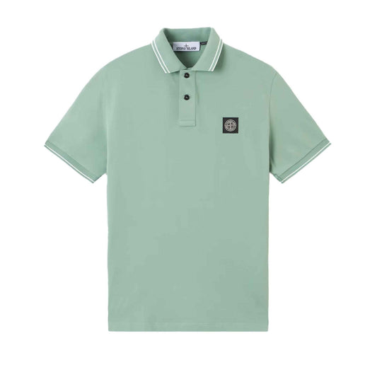 Stone Island Organic Cotton Pique Slim Polo Shirt in Sage Green