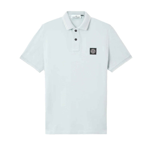 Stone Island Organic Cotton Pique Slim Polo Shirt in Sky Blue