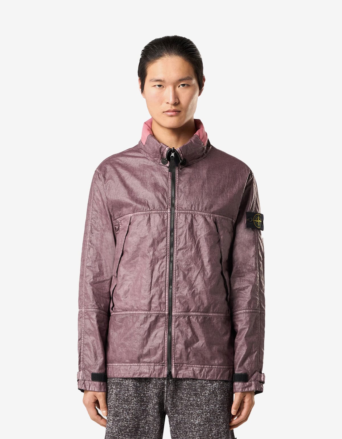 Stone Island Purple Raw Linen Plated-OVD Short Parka